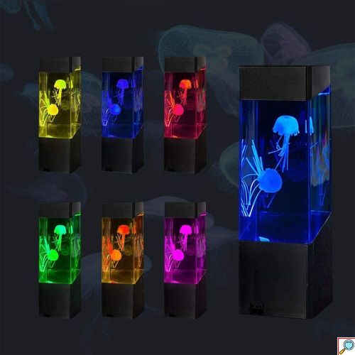 LED Φωτιστικό USB με Μέδουσες σε Νερό και Κοντρόλ για Ρύθμιση RGB Φωτισμού