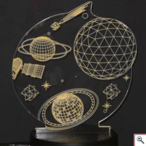 Τρισδιάστατο LED Φωτιστικό USB σε Δύο Σχέδια, 3D, Θερμό Λευκό Φως σε Χαραγμένο Πλέξιγκλας, OEM