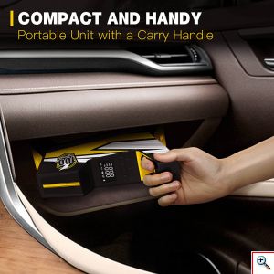 Τρόμπα Έκτακτης Ανάγκης Αυτοκινήτου Με Φακό, 12V, 150 PSI, Οθόνη LED Για Ρύθμιση & Προβολή Πίεσης, 3m Καλώδιο Αναπτήρα, Με Αντάπτορες, CarSun, C1809-1