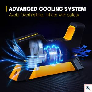 Τρόμπα Έκτακτης Ανάγκης Αυτοκινήτου Με Φακό, 12V, 150 PSI, Οθόνη LED Για Ρύθμιση & Προβολή Πίεσης, 3m Καλώδιο Αναπτήρα, Με Αντάπτορες, CarSun, C1809-1