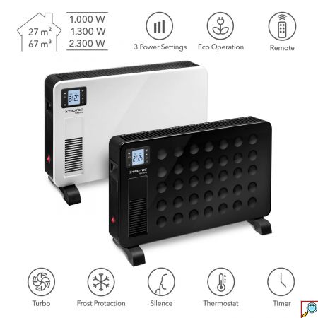 Trotec Επιδαπέδιος Θερμοπομπός 2300W Turbo με Οθόνη LCD, 3 Επίπεδα Θέρμανσης, Ρυθμιζόμενο Θερμοστάτη, Χρονοδιακόπτη & Τηλεχειριστήριο