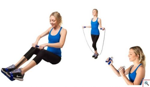 Kfit Σετ 3 Τεμαχίων Όργανα Γυμναστικής με Ελατήριο Καρπού, Σχοινάκι και Πτυσσόμενο Όργανο Γυμναστικής για Κοιλιακούς 