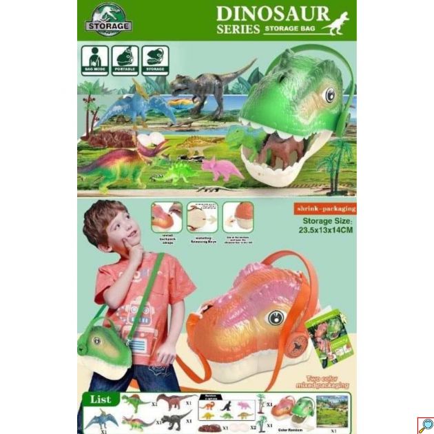 Τσάντα Αποθήκευσης σε Σχήμα Δεινόσαυρου με 16 Παιχνίδια