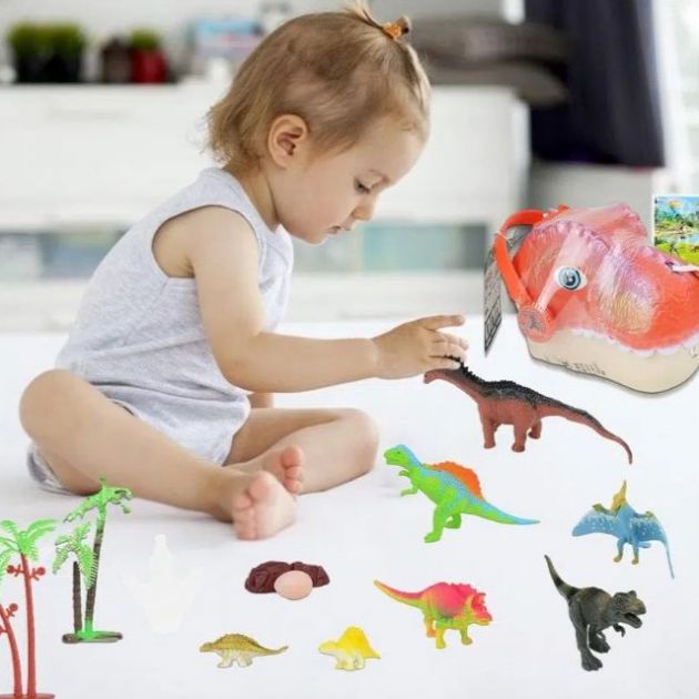 Τσάντα Αποθήκευσης σε Σχήμα Δεινόσαυρου με 16 Παιχνίδια