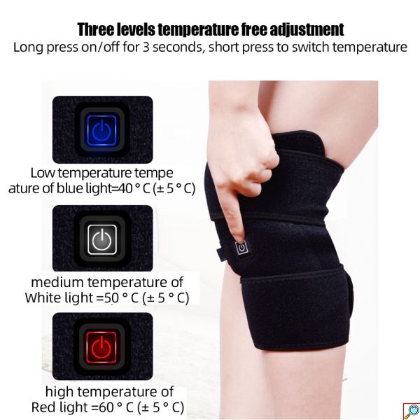 Θερμαινόμενη Υφασμάτινη Επιγονατίδα USB με 3 Ρυθμίσεις Θερμοκρασίας για Θερμοθεραπεία