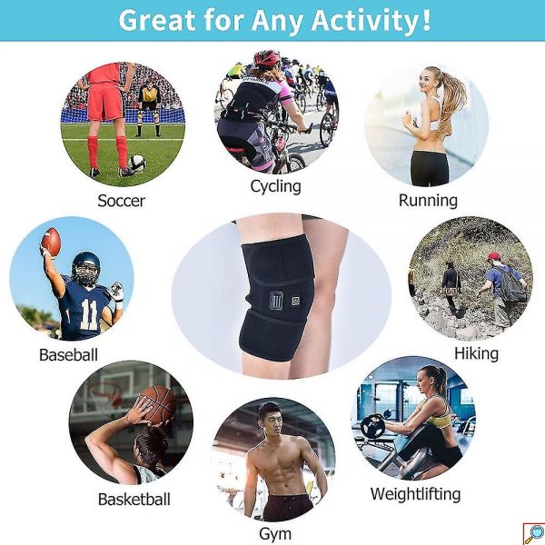 Θερμαινόμενη Υφασμάτινη Επιγονατίδα USB με 3 Ρυθμίσεις Θερμοκρασίας για Θερμοθεραπεία