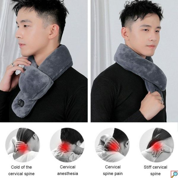 Ηλεκτρικό Θερμαινόμενο Κασκόλ Βελούδινο USB με 3 Ρυθμίσεις Θερμοκρασίας & 4 Μασάζ σε Διάφορα Χρώματα