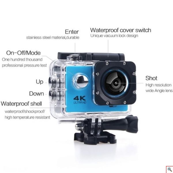 Super Extreme Αδιάβροχη Κάμερα Δράσης Ultra HD 4K WiFi 2.0in - Action Camera με Πλήρη Αξεσουάρ & App Εφαρμογή σε Διάφορα Χρώματα