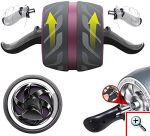 Ultra Wide Ρόδα Εκγύμνασης Κοιλιακών με Αντίσταση - Επαναφορά & Φρένο - Περισσότερη Ισορροπία & Σταθερότητα - AB Wheel Automatic Rebound - Μωβ