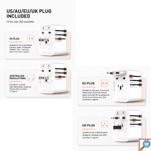 Universal Αντάπτορας Ταξιδίου 65W - 3 θύρες USB GaN - Ldnio