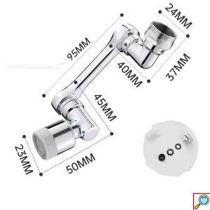 Universal Διπλά Περιστρεφόμενη Κεφαλή Βρύσης 1080° με Φίλτρο & 2 Λειτουργίες Πίεσης Νερού Jet & Foam