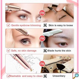 Υποαλλεργικό Eyebrows Hair Remover Αποτριχωτικό Φρυδιών για Όλους τους Τύπους Δέρματος USB Επαναφορτιζόμενο