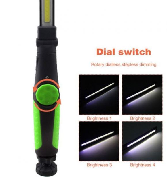 USB Επαναφορτιζόμενος Φακός με Περιστρεφόμενη Μαγνητική Βάση 360ᵒ & Ροοστάτη - Rechargeable COB LED Work Light Eyeshield