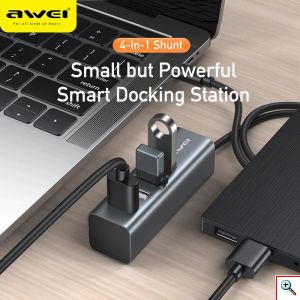 Mini USB UB 2.0 με 4 Θύρες για Υπολογιστές + Φόρτιση Συσκευών Awei® CL-122 - Συμβατό με Macbook - Docking Station