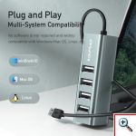 Mini USB UB 2.0 με 4 Θύρες για Υπολογιστές + Φόρτιση Συσκευών Awei® CL-122 - Συμβατό με Macbook - Docking Station