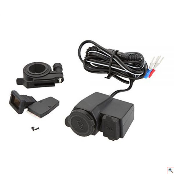 Αδιάβροχος Φορτιστής Θύρα USB 5V & Αναπτήρα 12V για Μοτοσυκλέτα 2,1 AMPS