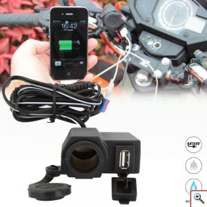 Αδιάβροχος Φορτιστής Θύρα USB 5V & Αναπτήρα 12V για Μοτοσυκλέτα 2,1 AMPS