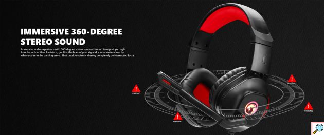 USB Over Ear Gaming Headset Ακουστικά με 360 Μοίρες Ήχο & Σύνδεση 3.5mm