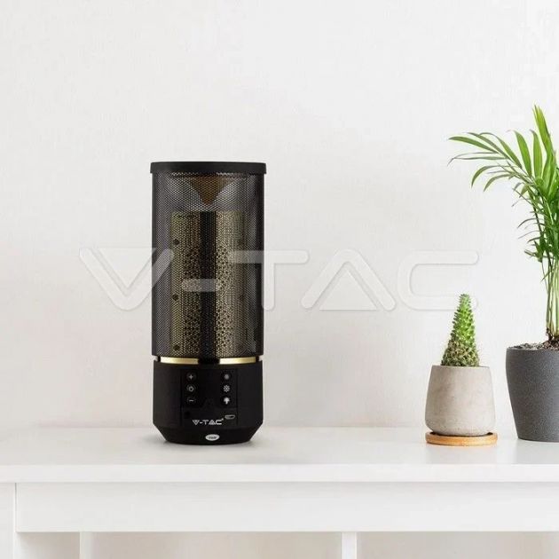 V-TAC Φορητό Ηχείο Bluetooth 6W Επαναφορτιζόμενο 1200mAh με LED 6 επίπεδα φωτισμού και εφέ φλόγας (TWS Function ) Μαύρο