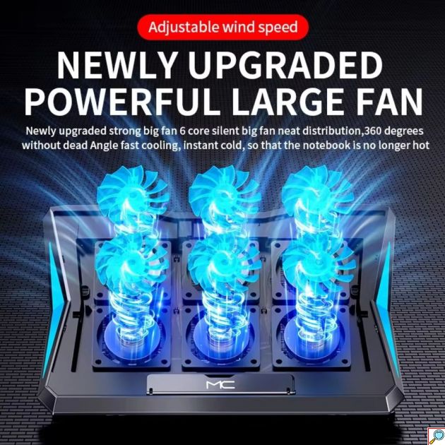 Βάση Laptop Cooling Pad με 6 Ανεμιστήρες Ψύξης έως 18
