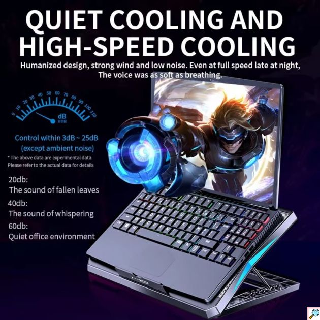 Βάση Laptop Cooling Pad με 6 Ανεμιστήρες Ψύξης έως 18