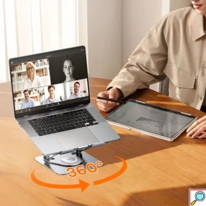 Remax Βάση Laptop Ασημί – Πτυσσόμενη, Ρυθμιζόμενη και Εργονομική