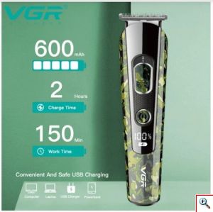 VGR® Επαναφορτιζόμενη Επαγγελματική Κουρευτική Μηχανή Ψηφιακή 5in1 Kit Hair Clipper & Trimmer V102