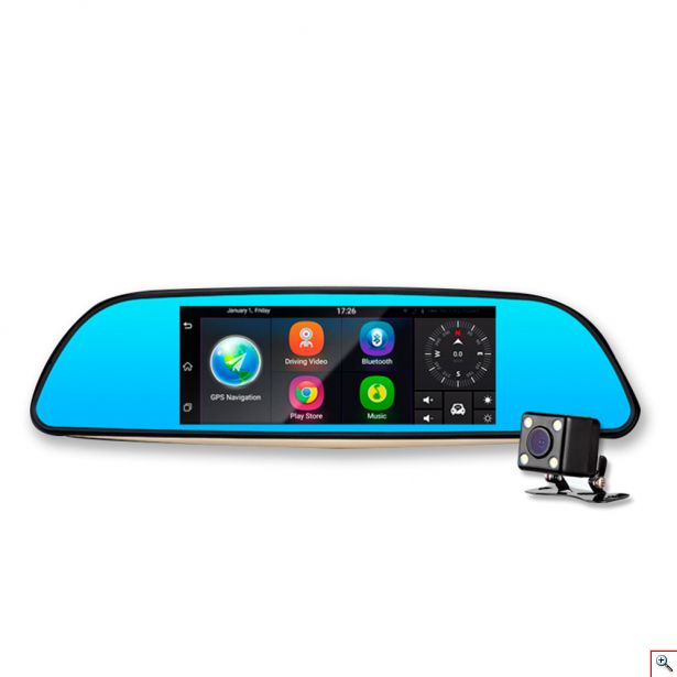 Καθρέπτης με Διπλή Κάμερα Αυτοκινήτου με Οθόνη 7'' Bluetooth Gps και Σύστημα Android