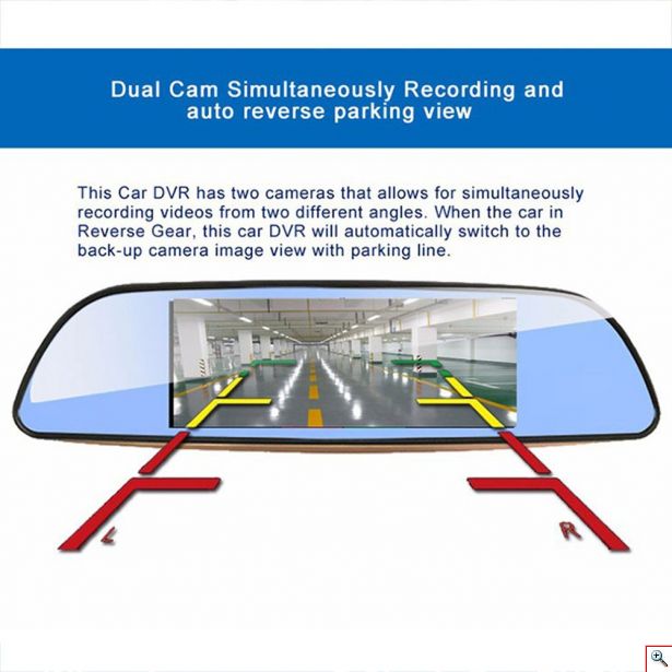 Καθρέπτης με Διπλή Κάμερα Αυτοκινήτου με Οθόνη 7'' Bluetooth Gps και Σύστημα Android