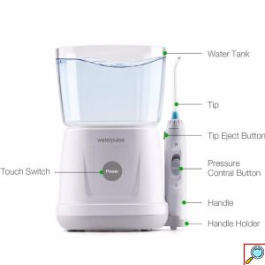 Waterpulse® Οδοντιατρικό Σύστημα Καθαρισμού Δοντιών με Δοχείο Νερού 1lt & 5 Εξαρτήματα Κεφαλές Water Flosser σε Διάφορα Χρώματα