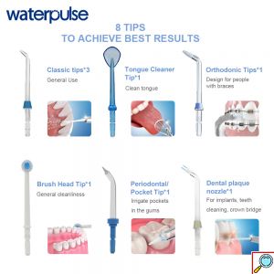 Waterpulse® Οδοντιατρικό Σύστημα Καθαρισμού Δοντιών με Δοχείο Νερού 1lt & 5 Εξαρτήματα Κεφαλές Water Flosser σε Διάφορα Χρώματα
