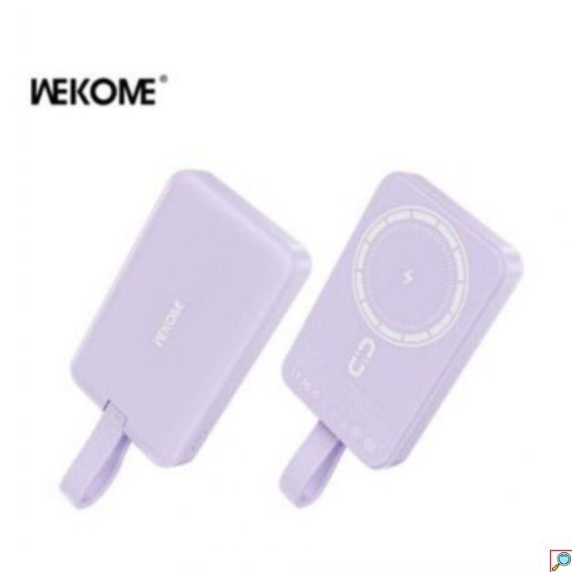Power Bank Ασύρματης Φόρτισης PD20W και Ενσύρματης Φόρτισης 10000mAh σε Μοβ Χρώμα Wekome