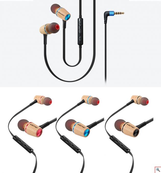 Ξύλινα Ακουστικά Awei - Deepbass In-Ear Earphones