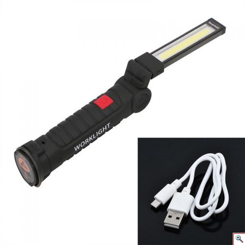 Επαναφορτιζόμενος Φακός LED 270° με Μαγνητική Βάση, Γάντζο & Micro USB - Cob Work Light