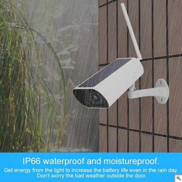 Ηλιακή Αδιάβροχη Ασύρματη IP WiFi Κάμερα Full HD 1080p P2P Εξωτερικού Χώρου με Νυχτερινή Λήψη, Ανιχνευτή Κίνησης, Ειδοποίηση στο Κινητό, Μικρόφωνο, Ηχείο, & Micro SD 