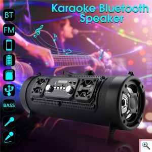 Ασύρματο Ηχοσύστημα Bluetooth με LED Φωτισμό USB/SD/AUX/FM Radio & 2 Mic Karaoke με Οθόνη - Ηχείο Wireless Multimedia Player