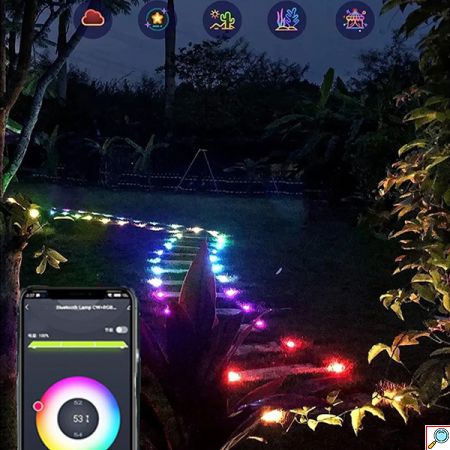 Έξυπνα Αδιάβροχα Διακοσμητικά RGB LED Καρφωτά Φωτιστικά με App Εφαρμογή Κινητού, Αντίδραση σε Μουσική/ Μικρόφωνο, Ρυθμίσεις Χρώματος & Φωτεινότητας 15τμχ