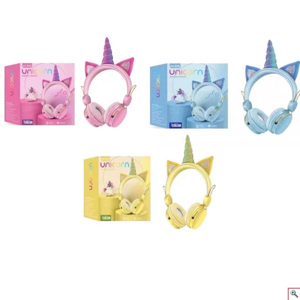 Bluetooth Ασύρματα Παιδικά Ακουστικά On Ear Unicorn με Ενσωματωμένο Μικρόφωνο σε Διάφορα Χρώματα