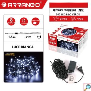 Χριστουγεννιάτικα Λαμπάκια 15.5m 200 LED Ψυχρού Λευκού Φωτισμού με 8 Προγράμματα Arrango