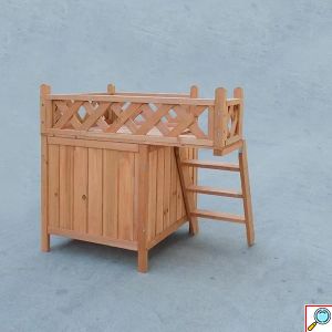 Ξύλινο Σπιτάκι για Γάτες & Μικρούς Σκύλους με Σκάλα και Μπαλκόνι - 73x53x66 cm - Nobleza