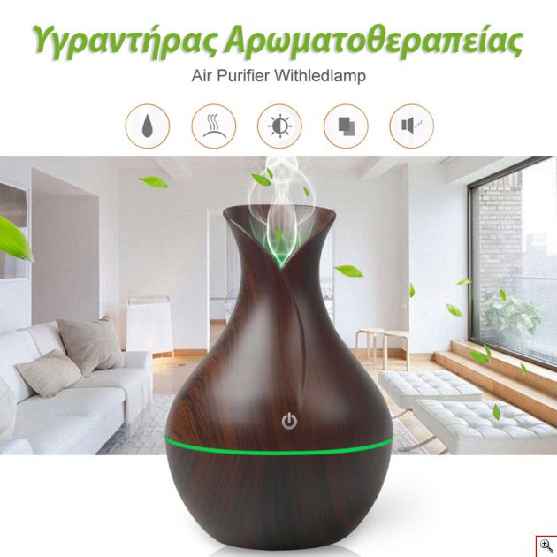 Υγραντήρας Υπερήχων & Αρωματοθεραπείας με LED Φωτισμό - USB Ultrasonic Εκνεφωτής Aroma Humidifier