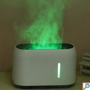 FlameSensations Υγραντήρας Υπερήχων & Αρωματοθεραπείας με Τηλεχειριστήριο - Εναλλασσόμενο LED Φωτισμό - Εφέ Φλόγας 240ml - Aroma Diffuser Λευκό