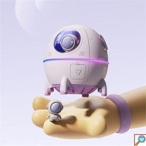 Επαναφορτιζόμενος Υγραντήρας Υπερήχων - Συσκευή Αρωματοθεραπείας & LED RGB Φωτάκι Νυκτός 220ml σε Σχήμα Διαστημικής Κάψουλας με Αστροναύτη