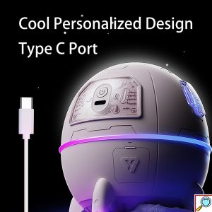 Επαναφορτιζόμενος Υγραντήρας Υπερήχων - Συσκευή Αρωματοθεραπείας & LED RGB Φωτάκι Νυκτός 220ml σε Σχήμα Διαστημικής Κάψουλας με Αστροναύτη