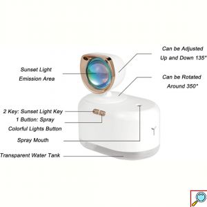 Υγραντήρας με Εφέ Ηλιοβασίλεμα - Τροφοδοσία μέσω USB και Δοχείο 300 mL