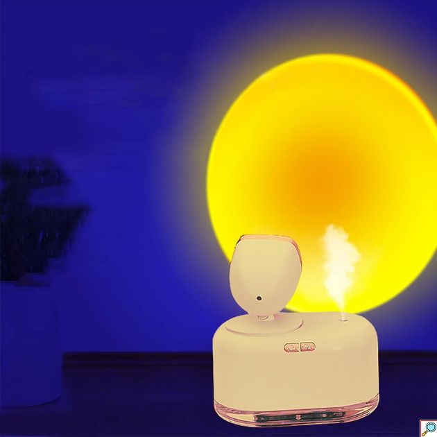 Υγραντήρας με Εφέ Ηλιοβασίλεμα - Τροφοδοσία μέσω USB και Δοχείο 300 mL