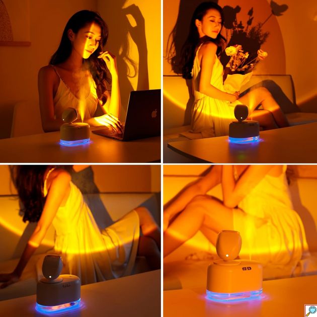 Υγραντήρας με Εφέ Ηλιοβασίλεμα - Τροφοδοσία μέσω USB και Δοχείο 300 mL