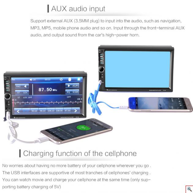 2DIN 7in Οθόνη Αφής Αυτοκινήτου Bluetooth SD/USB/AUX/MP3/4/5 Multimedia Player YH-8701