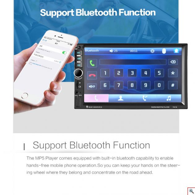 2DIN 7in Οθόνη Αφής Αυτοκινήτου Bluetooth SD/USB/AUX/MP3/4/5 Multimedia Player YH-8701