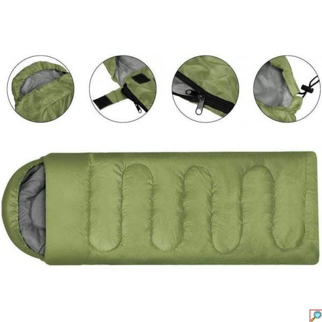 Υπνόσακος Μονός 2 Εποχών με Κουκούλα 180x30x75cm Λαδί